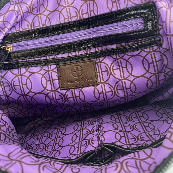 Scale Shoulder Bag Hot in Hollywood Purple Snakeskin Print with Side Ring Cinch - Picture 5 of 8